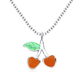 Cute Cherry Enamel Shaped Silver Necklace SPE-4177